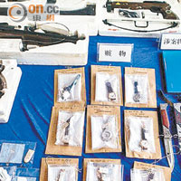 深圳警方起回被盜的九隻名錶，以及手槍和子彈等。（資料圖片）