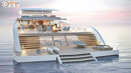 設計師將遊艇打造成活動式的度假屋。