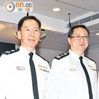 盧偉聰（中）昨正式成為新任警隊「一哥」，與黃志雄（左）及周國良形成新警隊鐵三角。