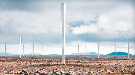 西班牙公司研發無扇葉發電機，較傳統渦輪風力發電機寧靜。（互聯網圖片）