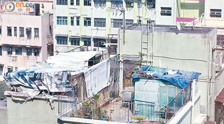 大埔鄉事會街有大廈天台僭建多時，屋宇署於接獲轉介半年後始作回覆。