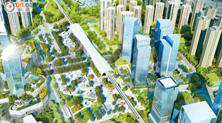 洪水橋新發展區將打造為區域商業樞紐。（模擬圖片）