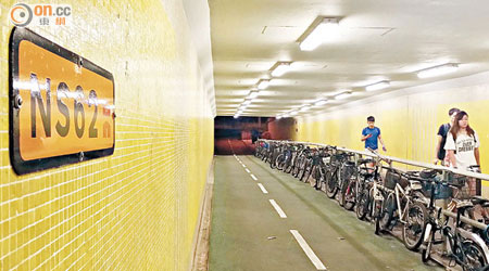 有市民發現大埔南運路隧道內欄杆有單車違泊。