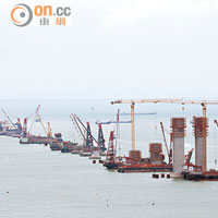 港珠澳大橋香港段工程目前仍在施工，未有具體落成日期。（資料圖片）