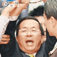 台灣<br>陳水扁因貪污及教唆偽證罪，被判廿年有期徒刑。