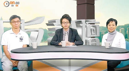 劉惠寧（左）與麥美娟（右）出席「ontv東網電視」節目《正反論壇》，討論撞橋事故引發的大嶼山交通及發展問題。