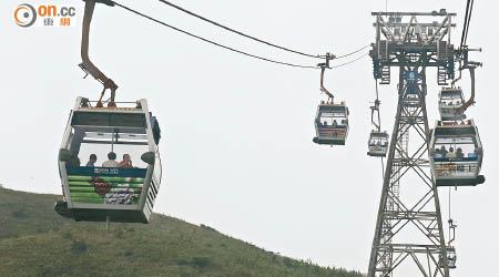 昂坪纜車承托纜再現三至五毫米磨損。（資料圖片）