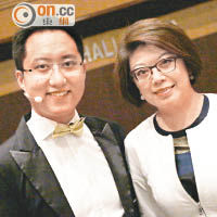 港大法律系畢業生會合唱團指揮及主席沈智輝（左）與大律師公會主席譚允芝同是熱愛音樂之人。