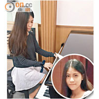童童現已考取五級鋼琴，將來想當鋼琴老師。（受訪者提供）
