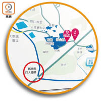 農莊地圖標誌着「行人隧道」（紅圈示）。