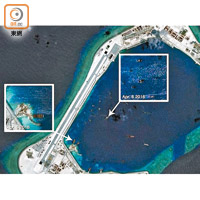 渚碧礁<br>渚碧礁正修建全空調機庫。