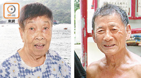 遇溺獲救的老婦（左）感激周姓泳友（右）相救。（胡德威攝）