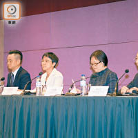 文綺華（左二）稱過往巡查持續發現北京王府大飯店涉嚴重行政違法及大量違規改建。