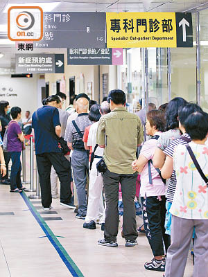 九龍東區人口急增，聯合醫院的專科門診輪候時間愈來愈長。（黃仲民攝）