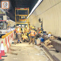 獅隧過往曾要緊急維修管道內的路段，本周末則維修管道外的路面。（資料圖片）