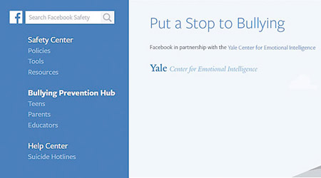 facebook推出防止欺凌中心，為用戶提供更多保障。（facebook圖片）