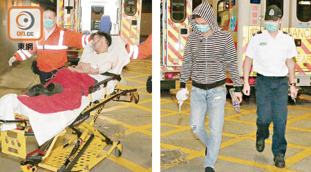 兩名遇襲受傷的兄弟送院治療。（林兆崙攝）