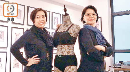 關蘇肖恩（左）和林黎嘉華（右）兩年前創立社會企業，為乳癌康復者設計內衣。（張汶樂攝）