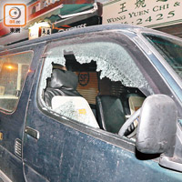 葵涌<br>客貨車車窗被扑穿，車內平板電腦被偷走。（沈厚錚攝）
