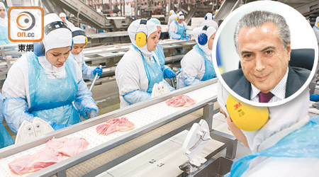 巴西總統特默（圓圖）計劃與中方商討入口凍肉問題。（資料圖片）
