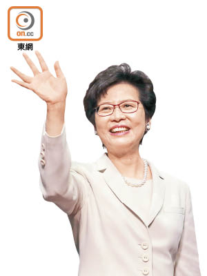 林鄭月娥以七百七十七票當選，成為香港首位女特首。（胡家豪攝）