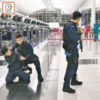 機場特警於大堂制服可疑人。
