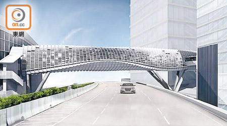 「藝術廣場天橋」將成為港鐵九龍站上蓋發展與西九藝術廣場發展區之間，一條廿四小時開放的通道。（模擬圖片）