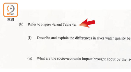 考評局承認誤將Table 4b寫成Table 4a（箭嘴示）。（受訪者提供）