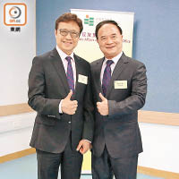 戴澤良（右）澄清無意參選下一屆廠商會會長，左為徐炳光。（陳嘉順攝）