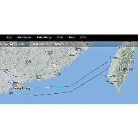 涉事航班在飛至台灣上空後，「掉頭」折返香港。（flightradar24截圖）