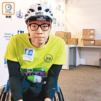 首次參加十公里輪椅賽的李豪飛。