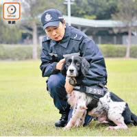 叢慧玲曾經與六隻警犬拍檔出更，經驗豐富。（吳艶玲攝）