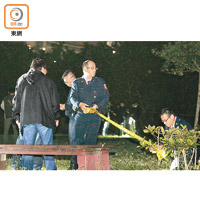 台灣警方封鎖棄屍現場進行搜證。（黃江洪攝）