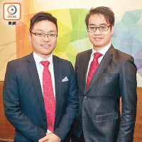 海港青年商會兩位副會長鄧業逞（右）同何浩基（左）打算向企業提倡午間小休，以促進上班族嘅健康水平。