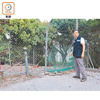 漁護署於香港仔石排灣山坡一帶加裝圍網，防止野豬入侵民居。
