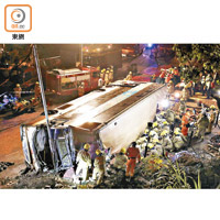 大埔公路九巴翻車意外導致十九人死亡。（資料圖片）