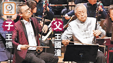 二胡大師父子王國潼（右）及王憓（左）在國際享負盛名，剛在北京出席演奏會。