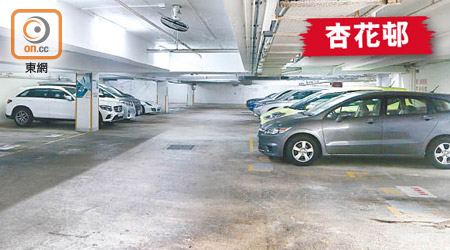杏花邨地下停車場還停泊有十多架車。（張世洋攝）