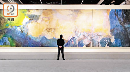 趙無極平生創作尺幅最大的油畫三聯作，昨創出香港拍賣史上最高成交紀錄。（大會提供圖片）
