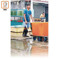 獨家圖片<br>來回運貨<br>南亞人來回碼頭及海產批發店至少四、五次。（李西全攝）