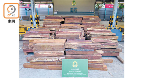 海關檢獲八萬三千公斤懷疑危地馬拉黃檀木材，估計市值約三百三十萬元。