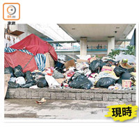 記者昨日所見，垃圾堆得更高，傳出陣陣惡臭。
