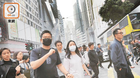 空氣污染嚴重時，不少市民會戴上口罩。
