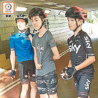 三名踩單車師生，右一為肇事學生。
