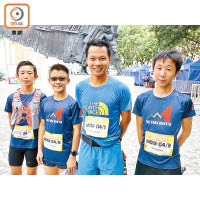 香港單車代表隊前隊員梁志恆（右二），同三位少年組隊參賽。
