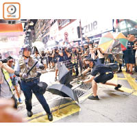 上月七日的九龍區大遊行，示威者最終轉戰旺角並演變成暴力衝突。