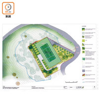 吳光正當年提交的規劃文件，顯示私家花園擬建網球場。