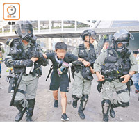 警員在黃大仙帶走示威者。