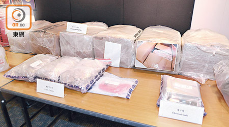 警方在涉案單位內搜出的可卡因和製毒原材料，估計可製成總市值約一億五千萬元的霹靂可卡因。