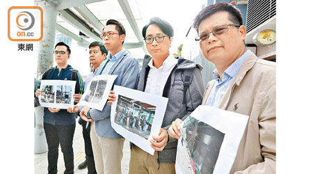 工聯會聯同香港鐵路運輸專業人員協會代表到大學站視察修復情況。（袁志豪攝）